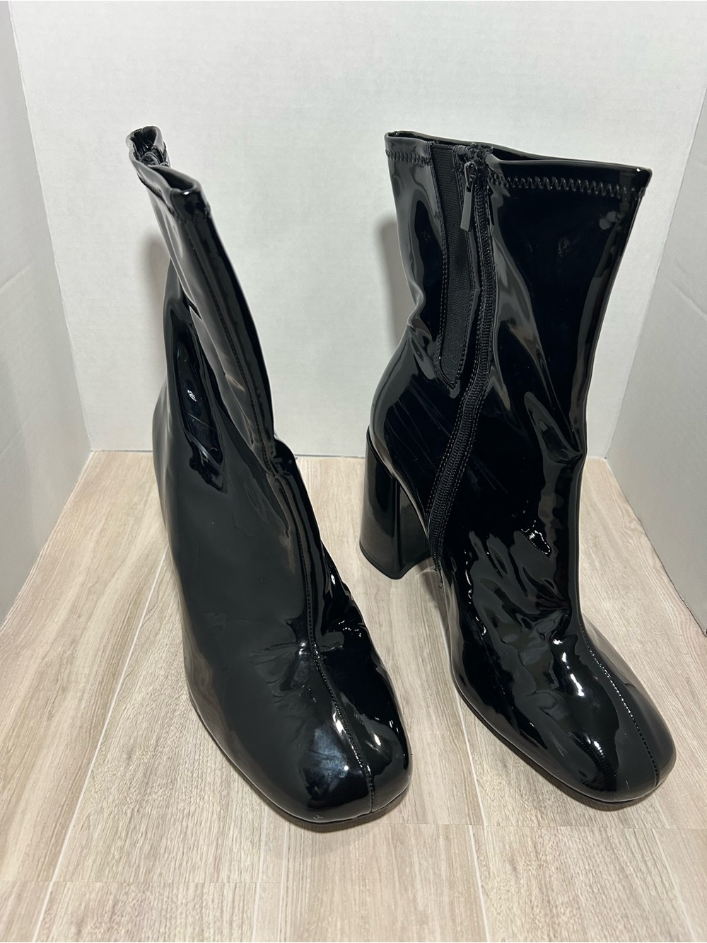 Torrid | Faux Patent Leather Block Heel Ankle Boots 13WW